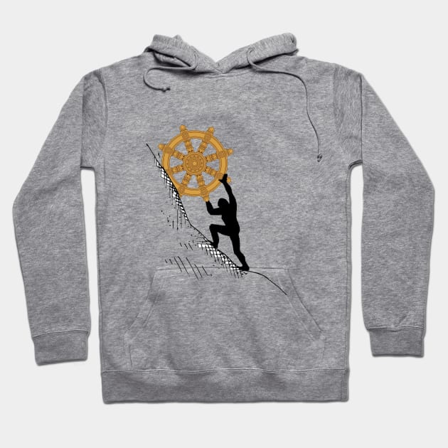 Sisyphus Rolling the Dharma Wheel Hoodie by neememes